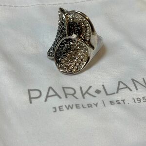 Park Lane Silver and Black Curved Ring